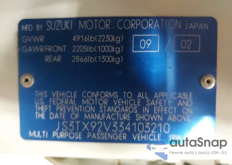 2003 Suzuki Xl-7 Ltd/Touring из США, поврежденный, VIN JS3TX92V334103210